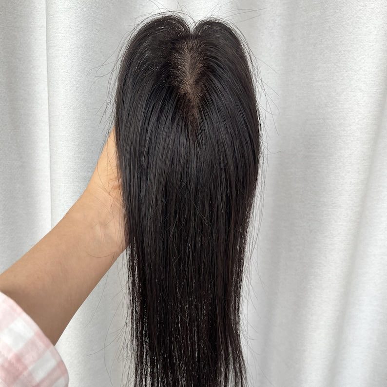 1.5x5inch SILK BASE TOPPER PU SKIN Real Human Hair